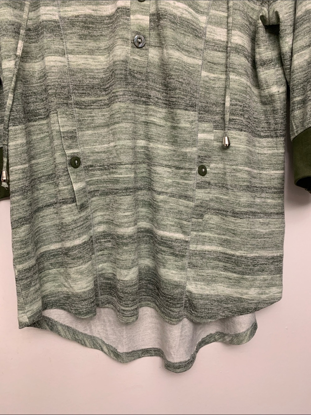 ONE WORLD Light Sage Knit Top with Henley Details in Large cute details hood - Picture 5 of 8